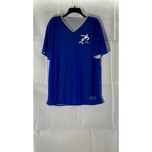 AL SCORE Men's Blue/Grey Reversible V-Neck Short Sleeve T-Shirt SZ M